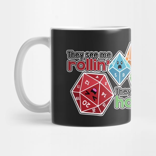 Polyhedral Pals - They See Me Rollin' - They Hatin' - d20 & d10s by whimsyworks